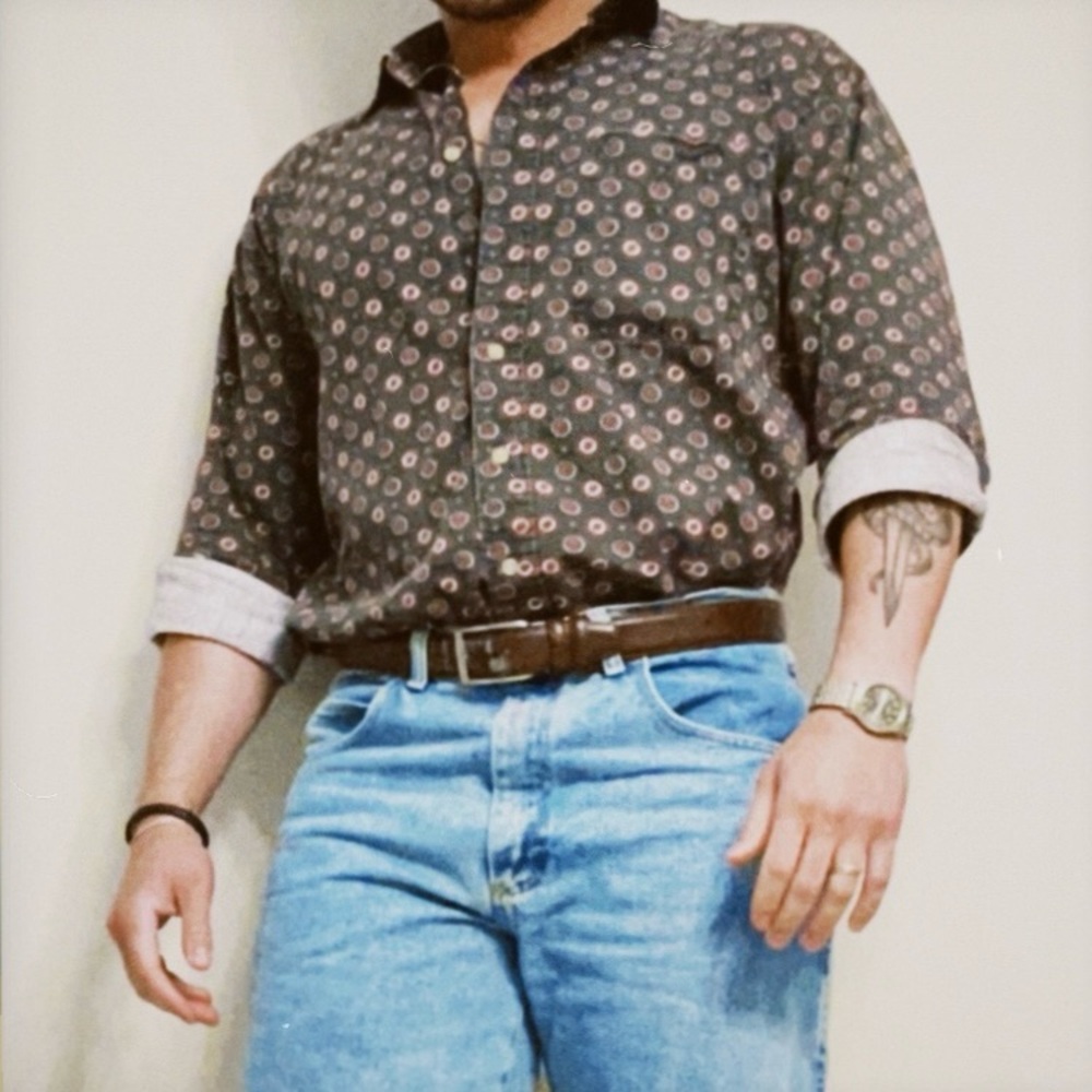 Men’s Vintage Style Pattern Long Sleeve Button Down